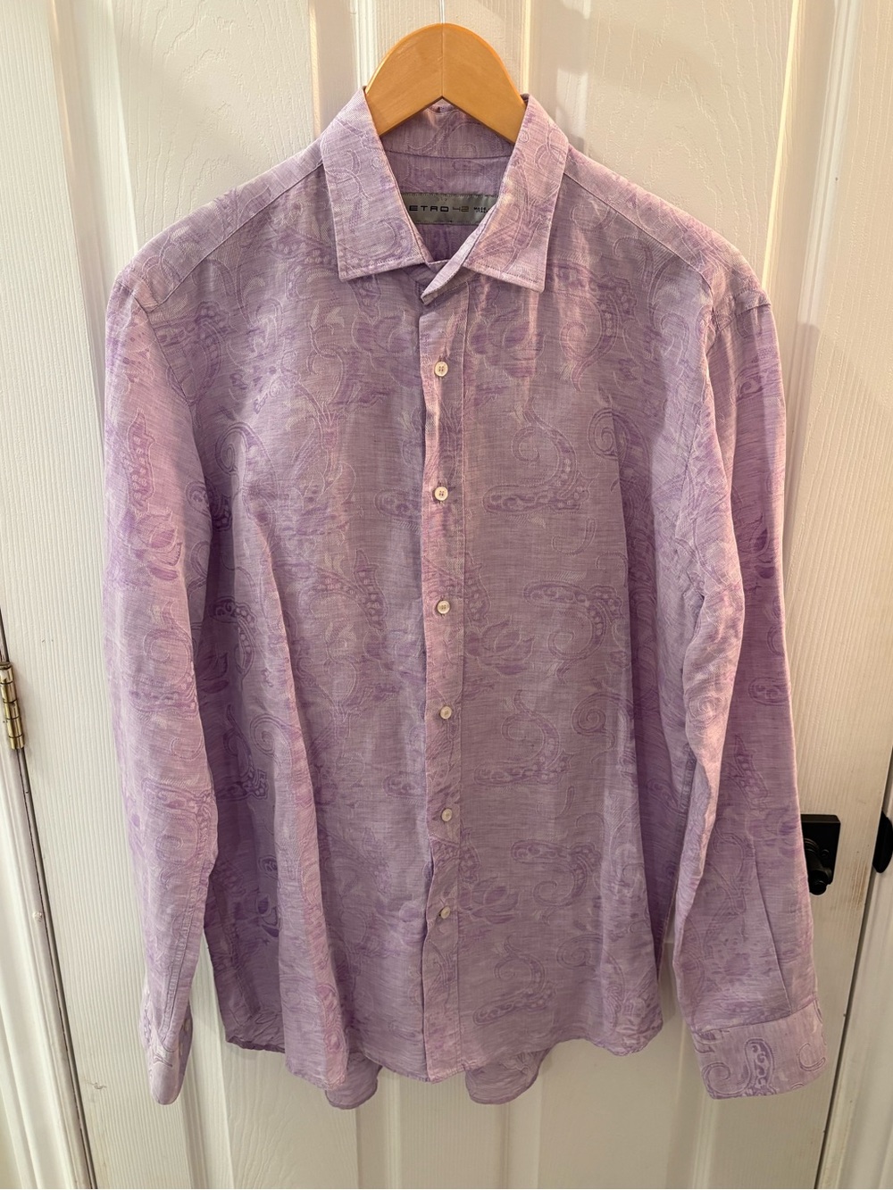 Etro Lavender Paisley Linen-Blend Dress Shirt